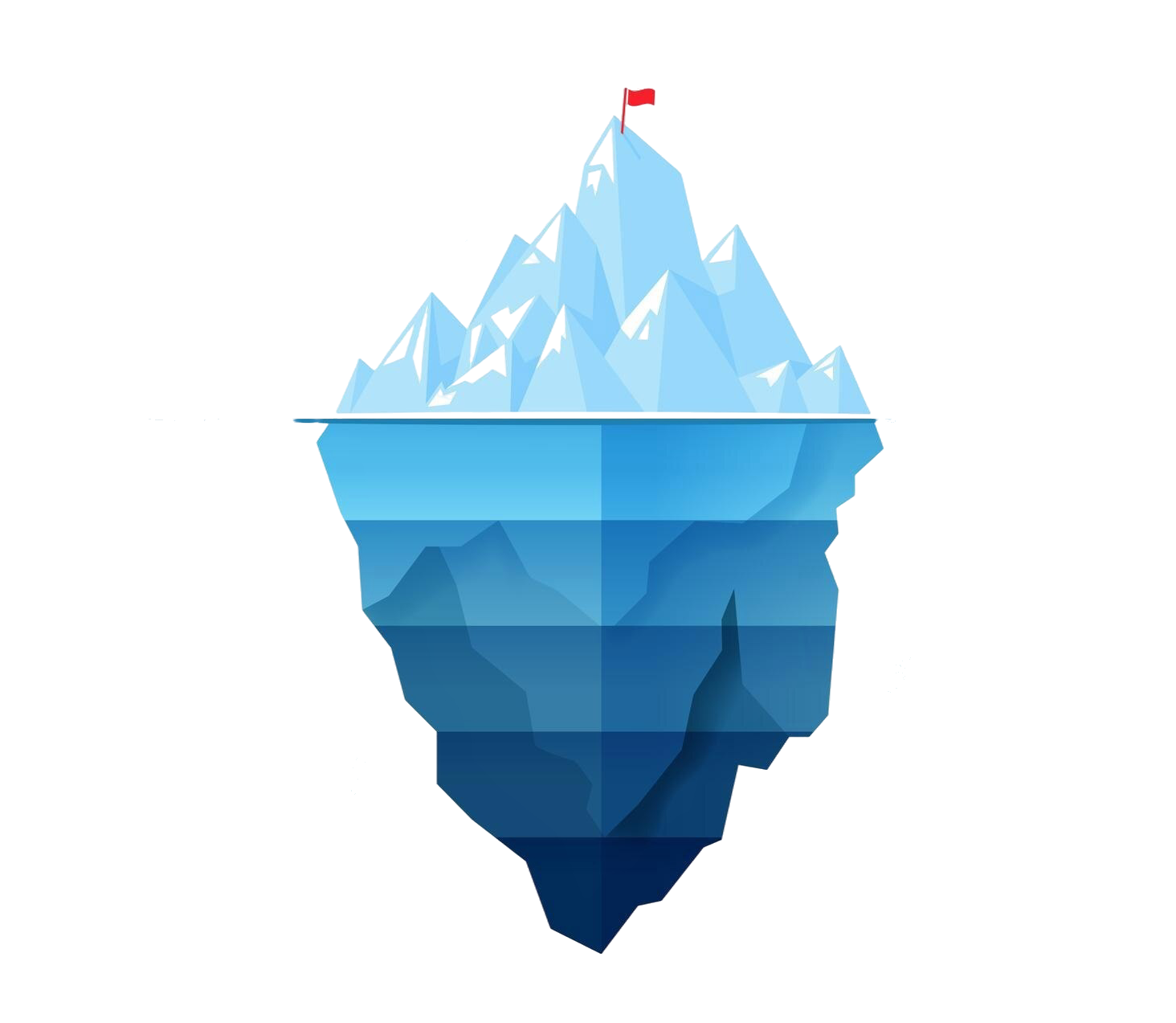 Iceberg — visible tip the buyer sees, the platform beneath the surface